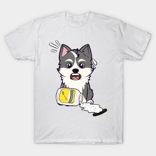 Funny Husky Dog spilled mayonnaise T-Shirt